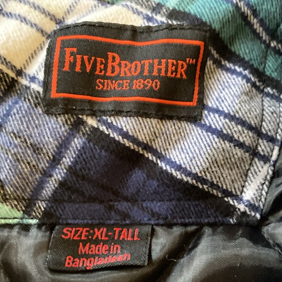FiveBrothers Plaid Quilted Men's Shacket, XL TALL - Picture 2 of 8